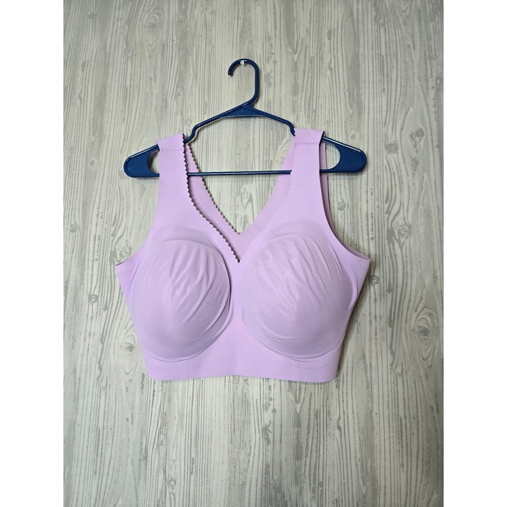 Evelyn Bobbie Evelyn Bra Womens 3XL Lavender Wireless Seamless Scalloped